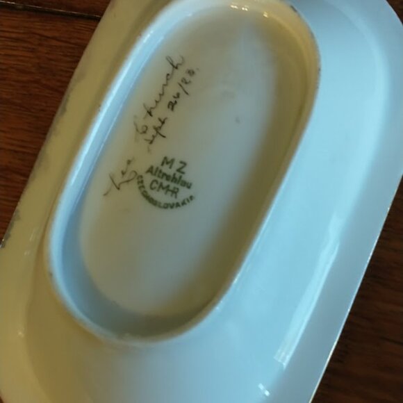 SMALL DISH - Vintage MZ Altrohlau CM-R Czechoslovakia Gold Rim D… - Picture 3 of 3